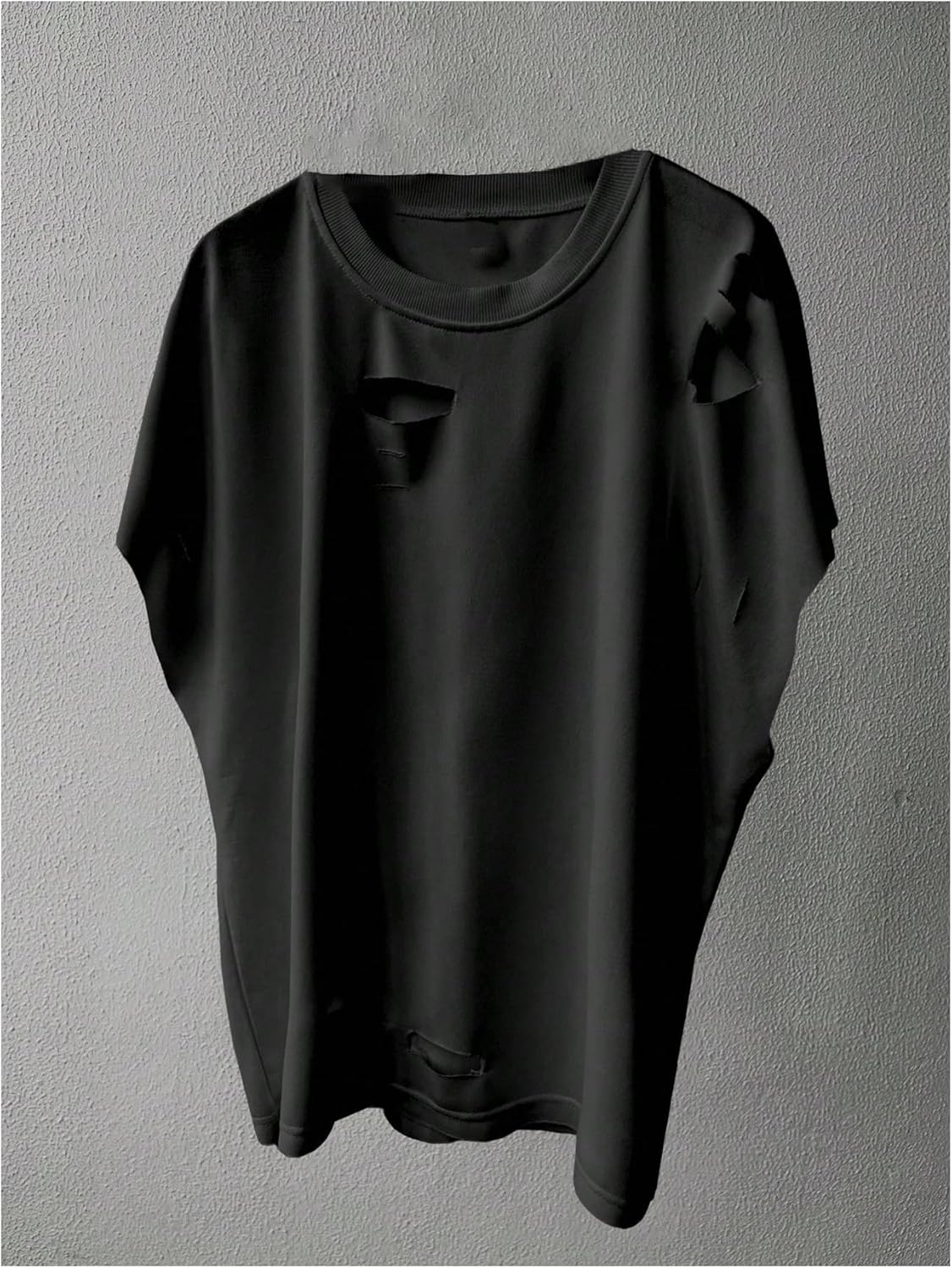 SHENHE Men's Distressed Crew Neck Loose Tank Tops Dolman Sleeve Solid Going Out Tops - Image 2