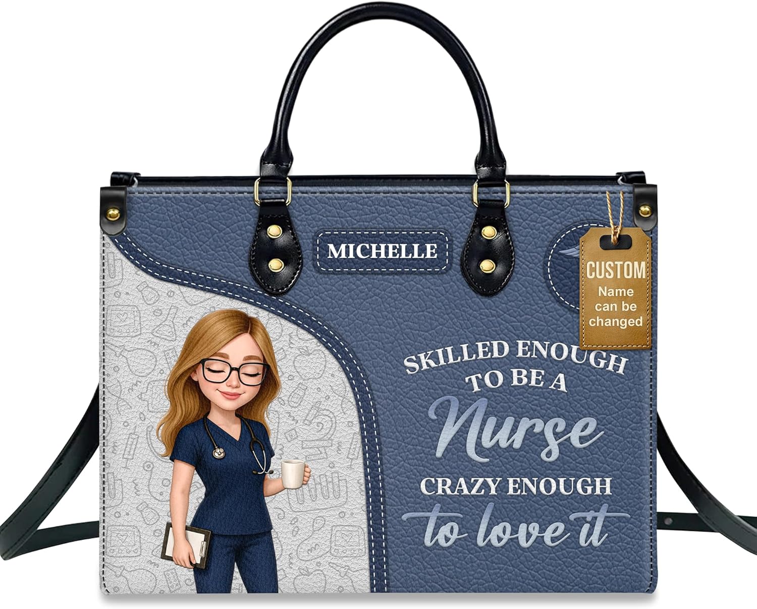 Personalized Nurse Leather Handbag with Custom Name – Thoughtful Gift for RN, CNA, Nursing Student – Ideal Mother's Day Gift