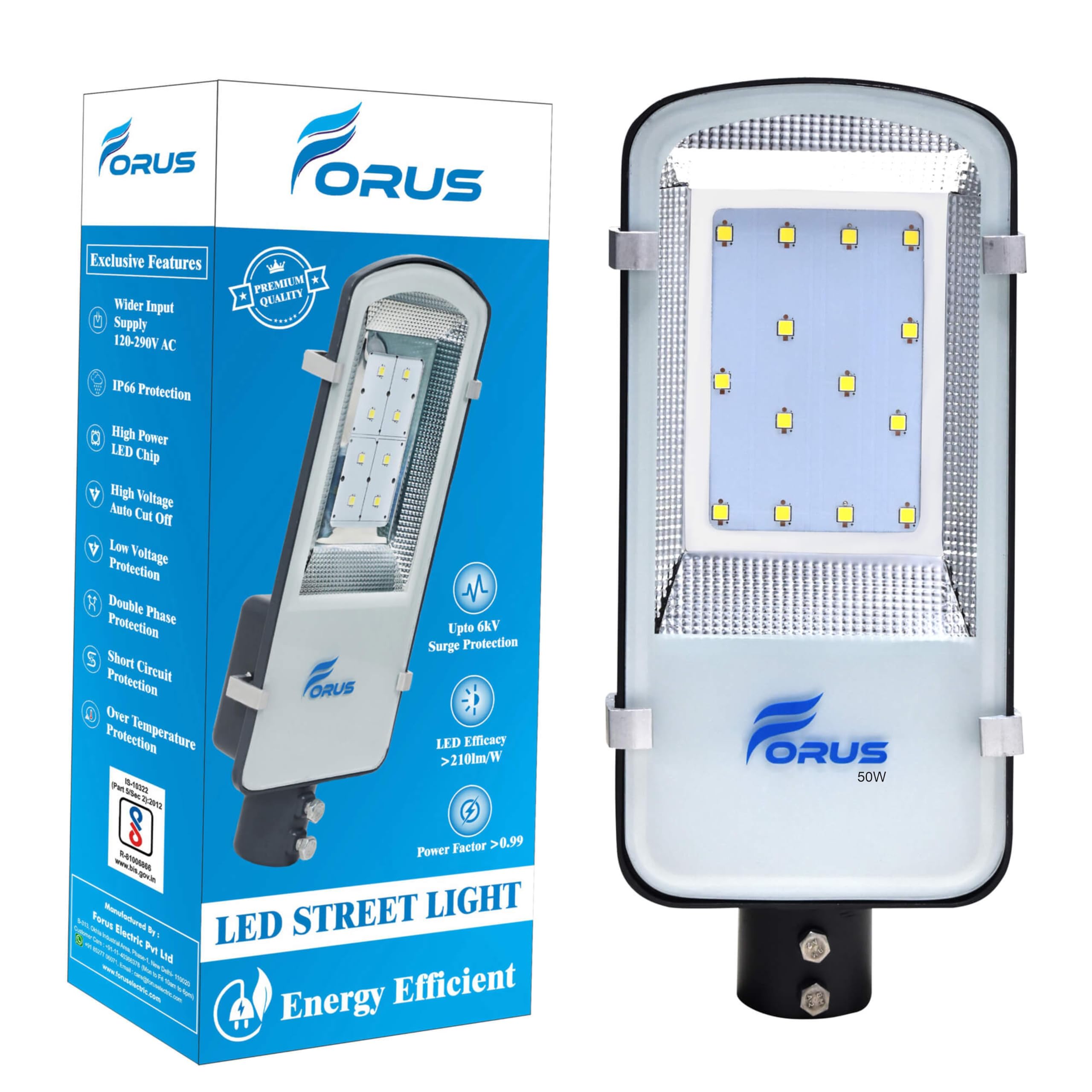 Forus 50W LED Street Light IP66 Waterproof | 50 Watt Natural White Outdoor Street Lamp | Energy Efficient Road, Parking, Garden, Warehouse & Factory & Security Lighting | 5 Years Warranty (1 Pc)-picture-17