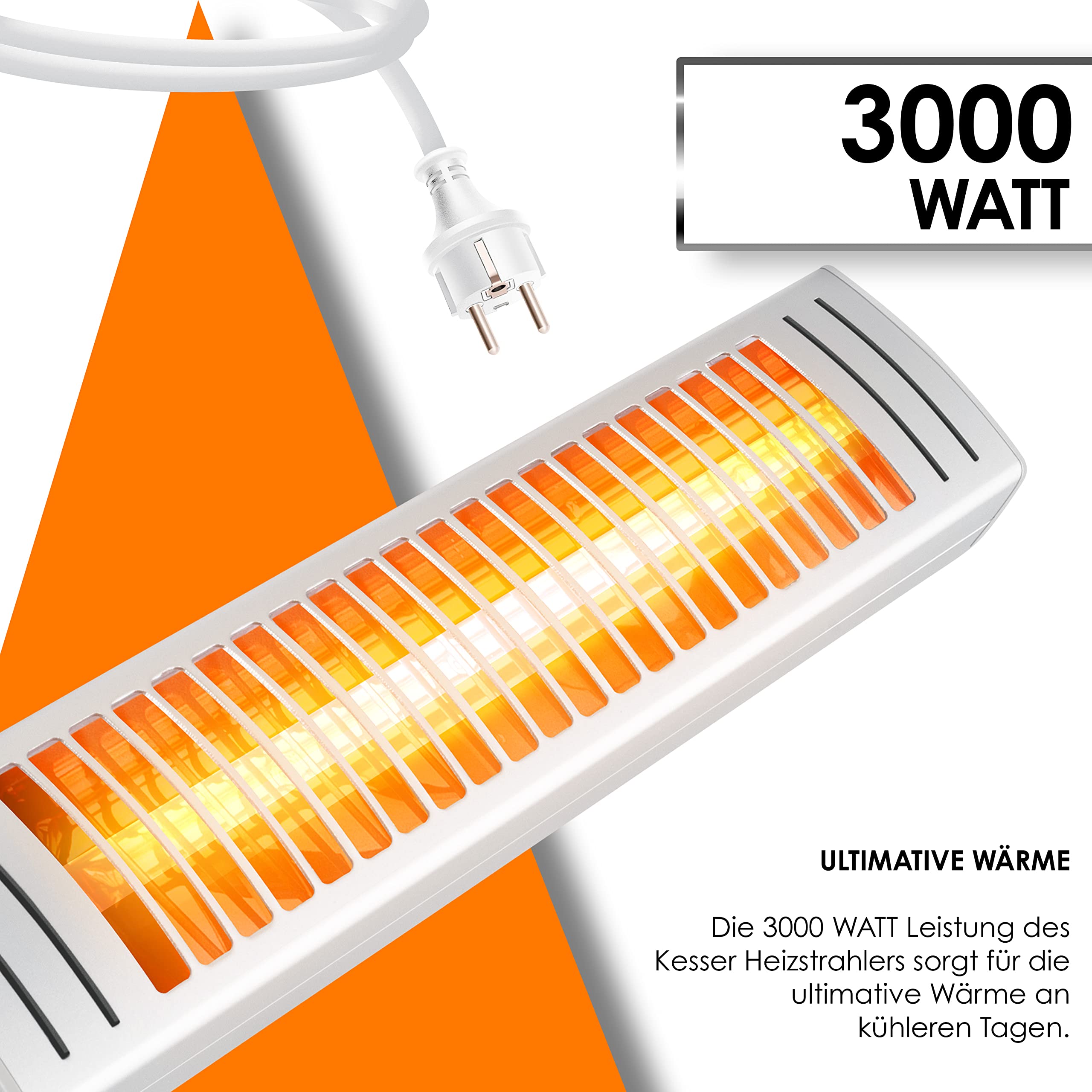 KESSER® Heizstrahler Infrarot 3000W für Terrasse Gastro- & Sonnenschirm Quarzstrahler Outdoor Infrarotstrahler Terrassenstrahler mit Fernbedienung | höhenverstellbar Garten & Außenbereich