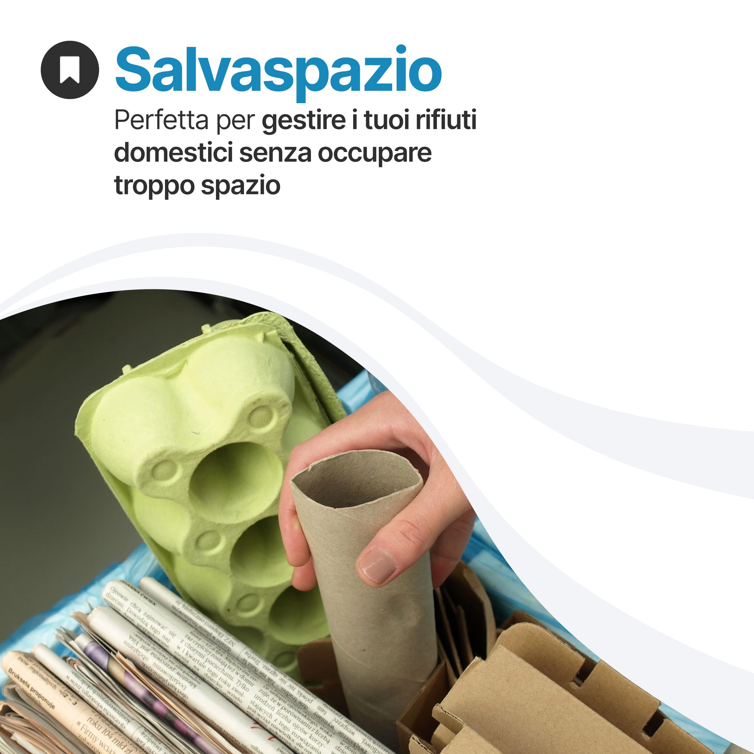 Tomaino - Pattumiera Raccolta Differenziata 20 lt - Bidone Umido, Vetro, Carta e Plastica con Manico Anti Randagismo - Cestino Secchio Spazzatura per Cucina ed Esterno - Verde