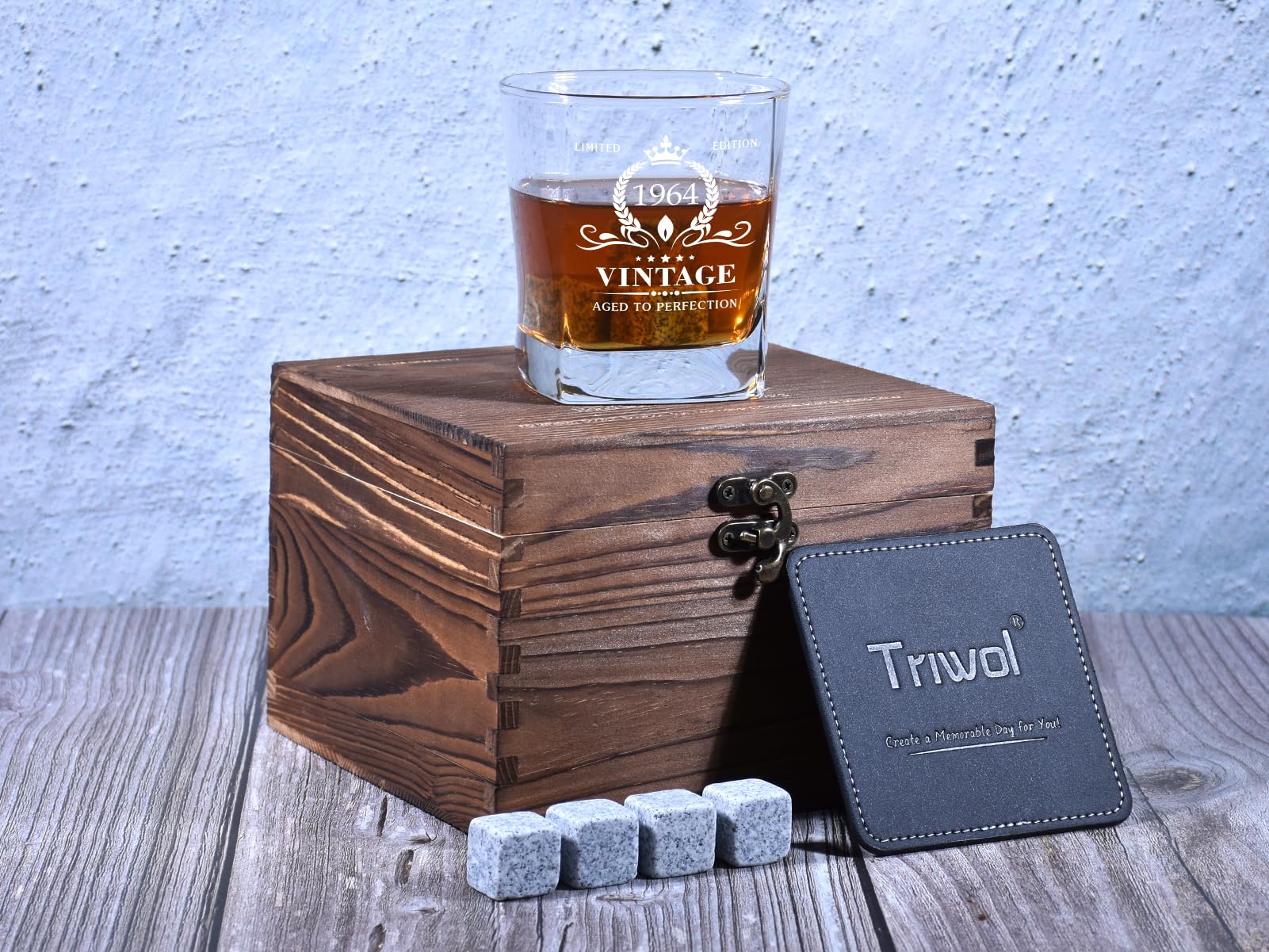 Triwol Verre à Whisky Vintage 1961 Pour Homme, Cadeau D'anniversaire Pour Papa, Fils, Mari, Frère, Idée Cadeau Amusante Pour Lui, Décoration De Fête