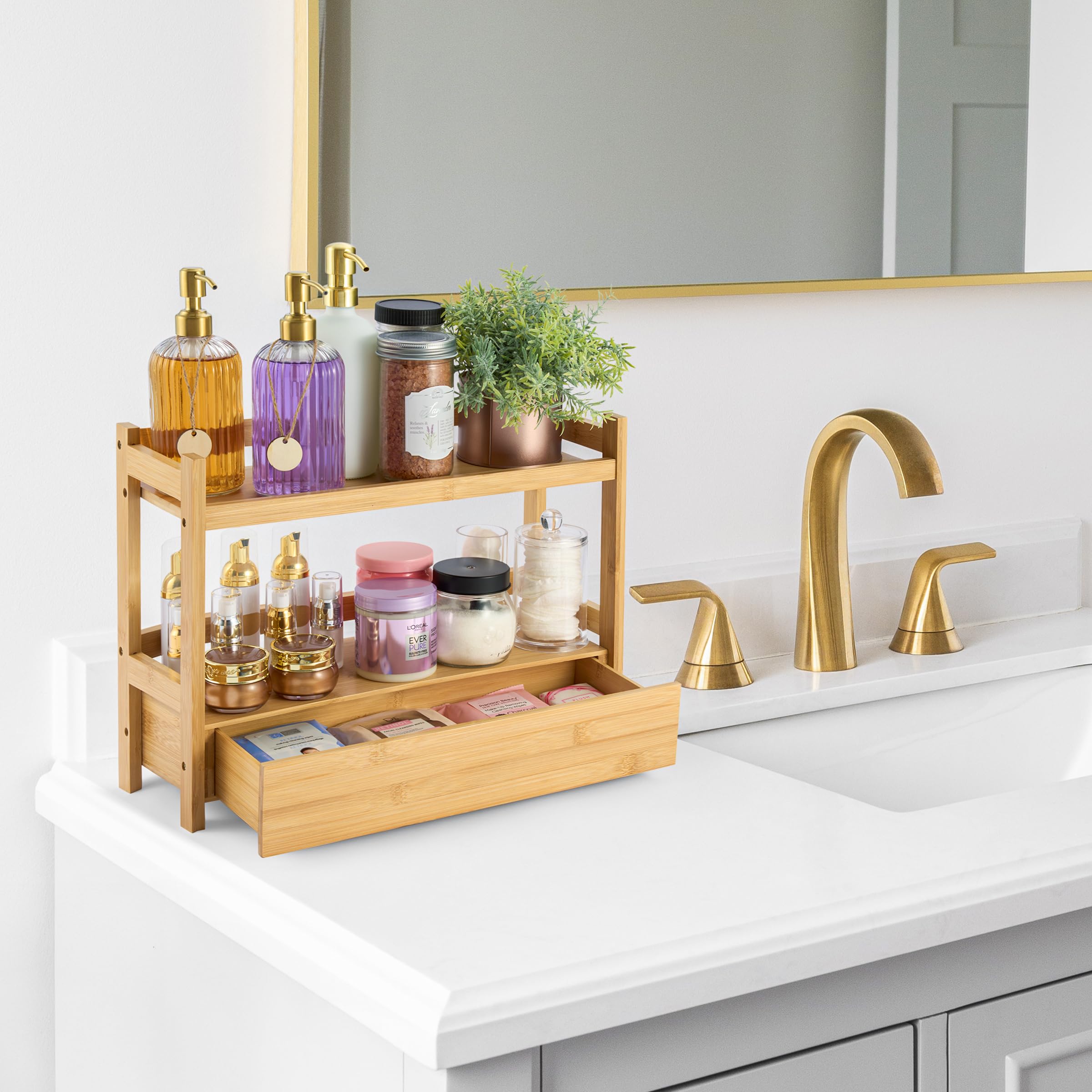 Amazon.com: Sorbus Bamboo Bathroom Counter Organizer – 2-Tier
