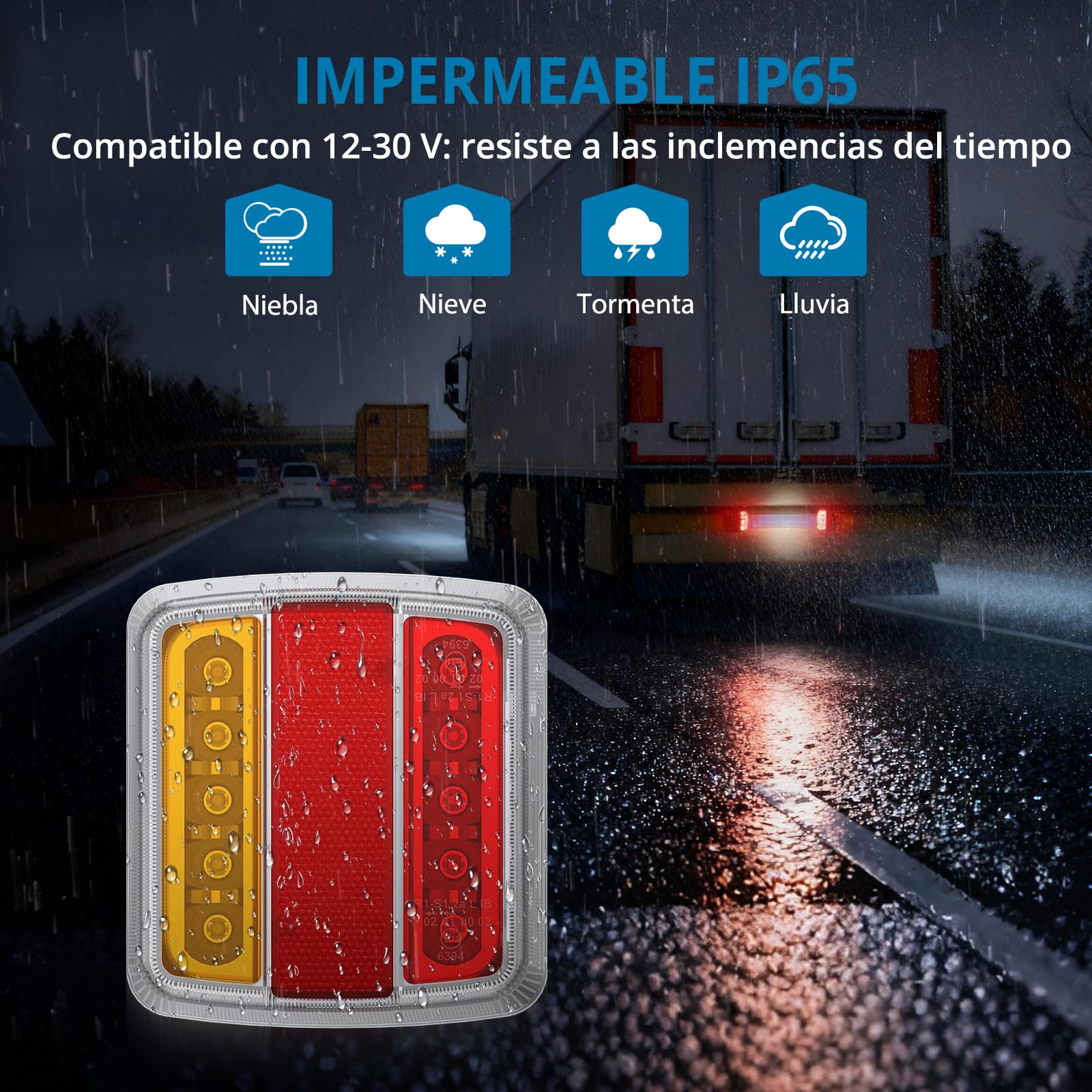 AUTOUTLET 2X Luces Traseras para Remolques Homologado 7pines y 13pines, Cable 7,5m con Luz de Matrícula, Montaje de Imanes,12V 18 LED para Camión, Remolque, Van Caravan