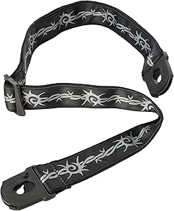 D'Addario Accessories Locking Guitar Strap - Guitar Accessories - Electric Guitar Strap, Acoustic Guitar Strap, Acoustic Electric Guitar Strap and Bass Guitar Strap - Barbed Wire