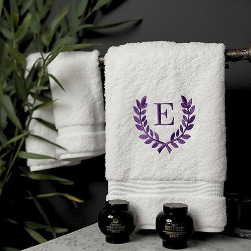 Miniatura 9 de Toallas de mano con monograma para baño o cocina  Regalo personalizado para regalo de bodas  Toalla turca de lujo personalizada con fuente romana