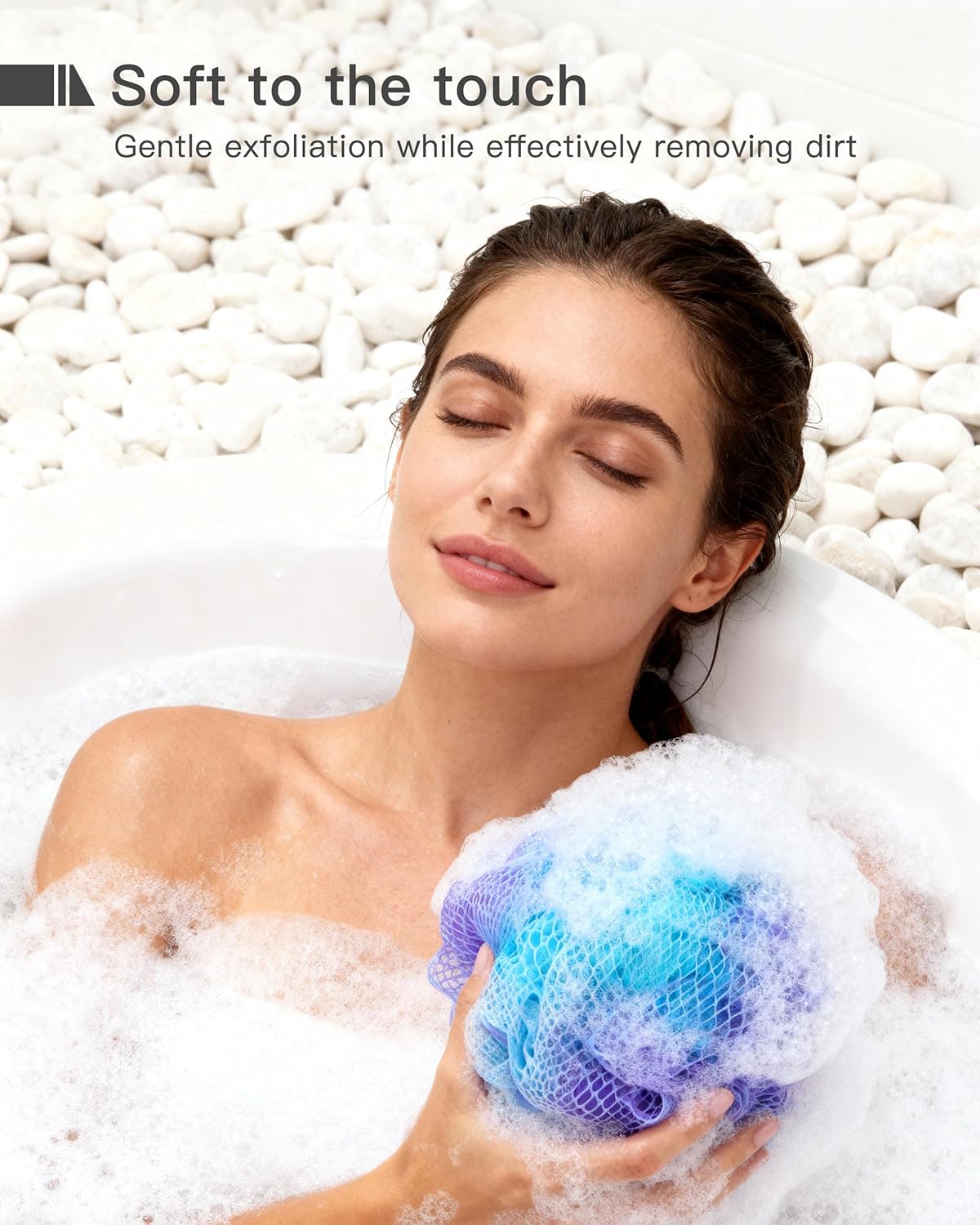 Large Loofah Bath Sponge 70g, 6.3 Inch Exfoliating Shower Loofah, Soft Durable PE Mesh with Reinforced Knotting, Rich Lather Body Wash Scrubber, Sweet Little Gifts Set (A-4Pack) - Image 7