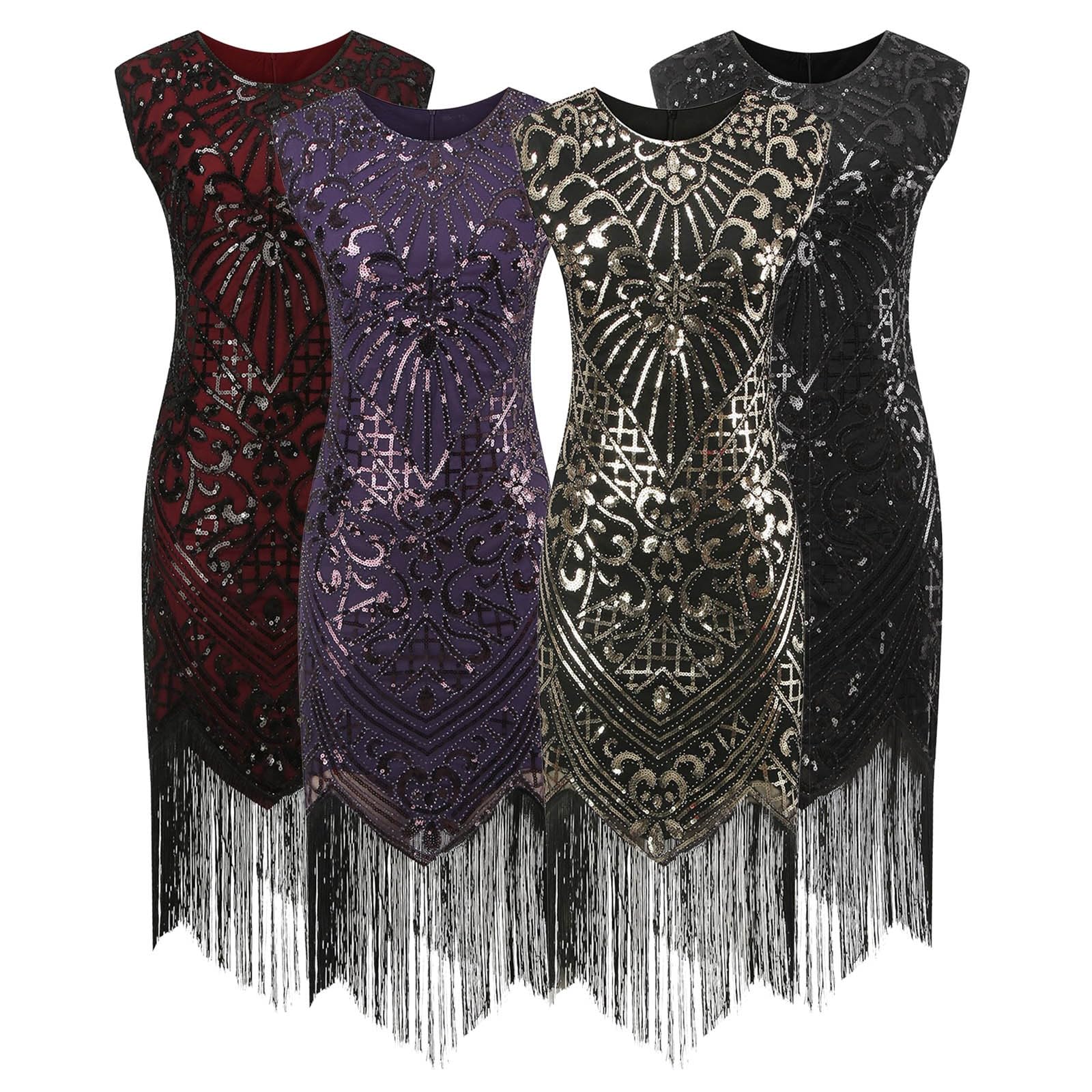 Robe Charleston pour femme - Costume des années 20 - Robe Gatsby à paillettes - Robe à franges - Costume de carnaval des années 1920 - Robe vintage à franges - Robe de fête