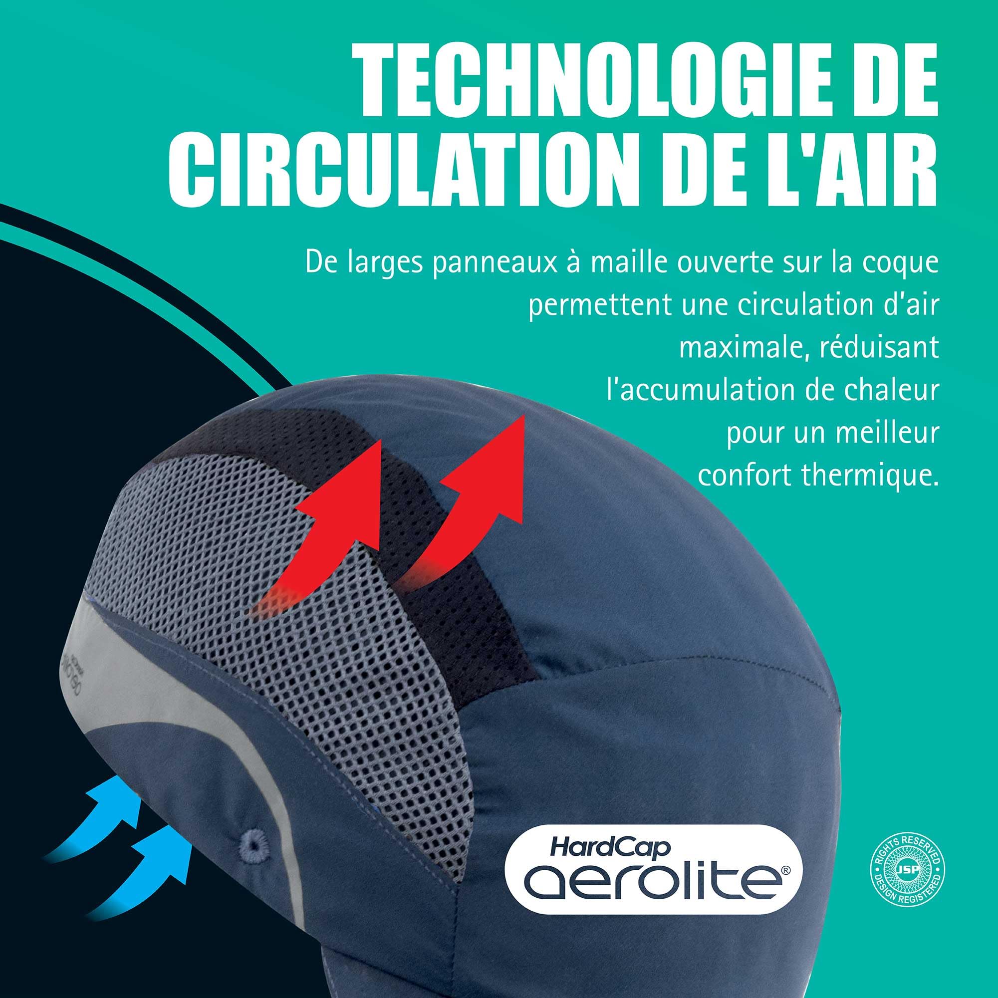 JSP HARDCAP Aerolite Casquette légère - Visière 2,5 cm - Bleu Marine - Ventilée - Anti-heurt & Coque sécurité en 812 - pour logistique, Maintenance, Industrie & Bricolage - en 812