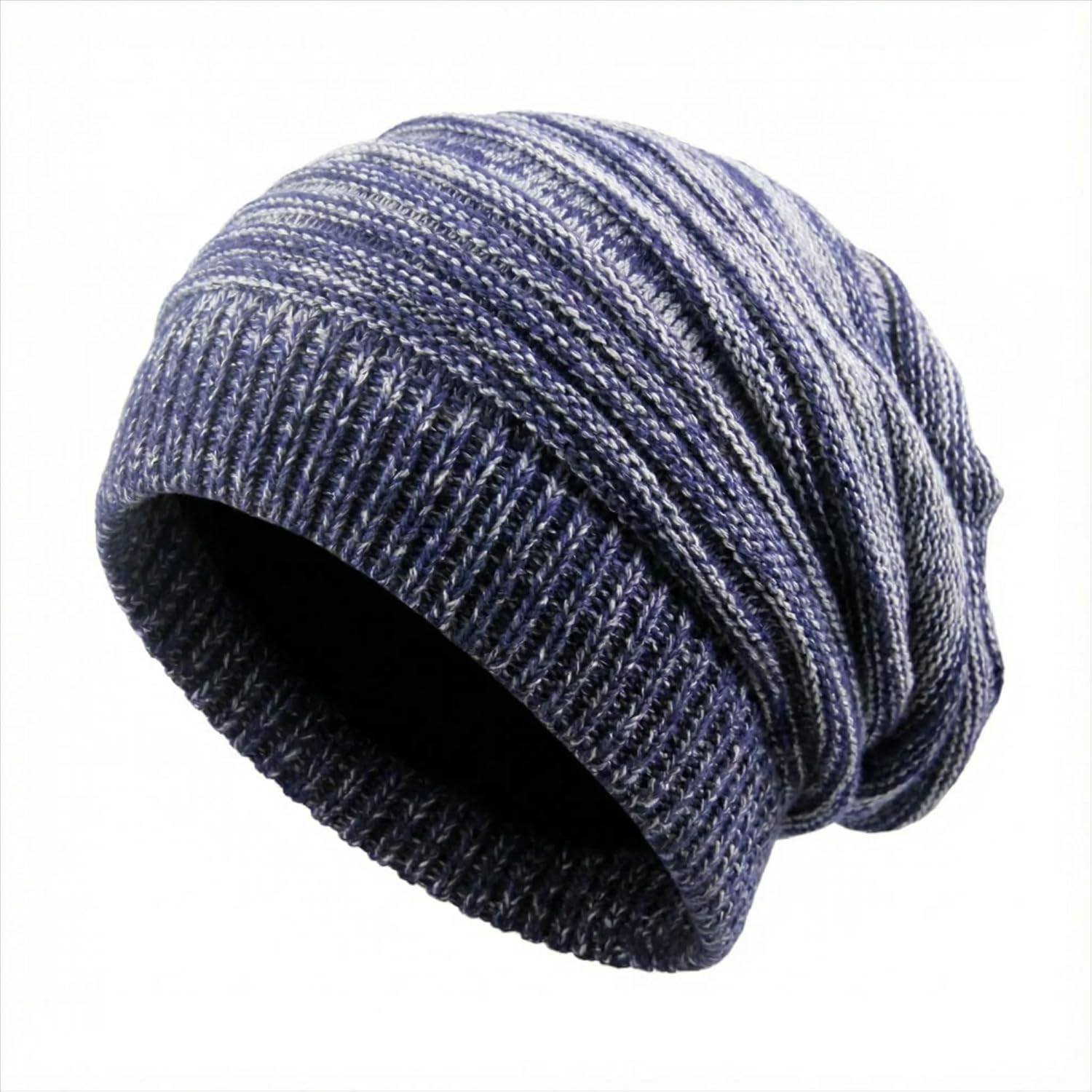 6LK Slouchy Beanie Hat for Men Women Long and Oversized Stretch Knit Skull Cap for Winter - Image 2
