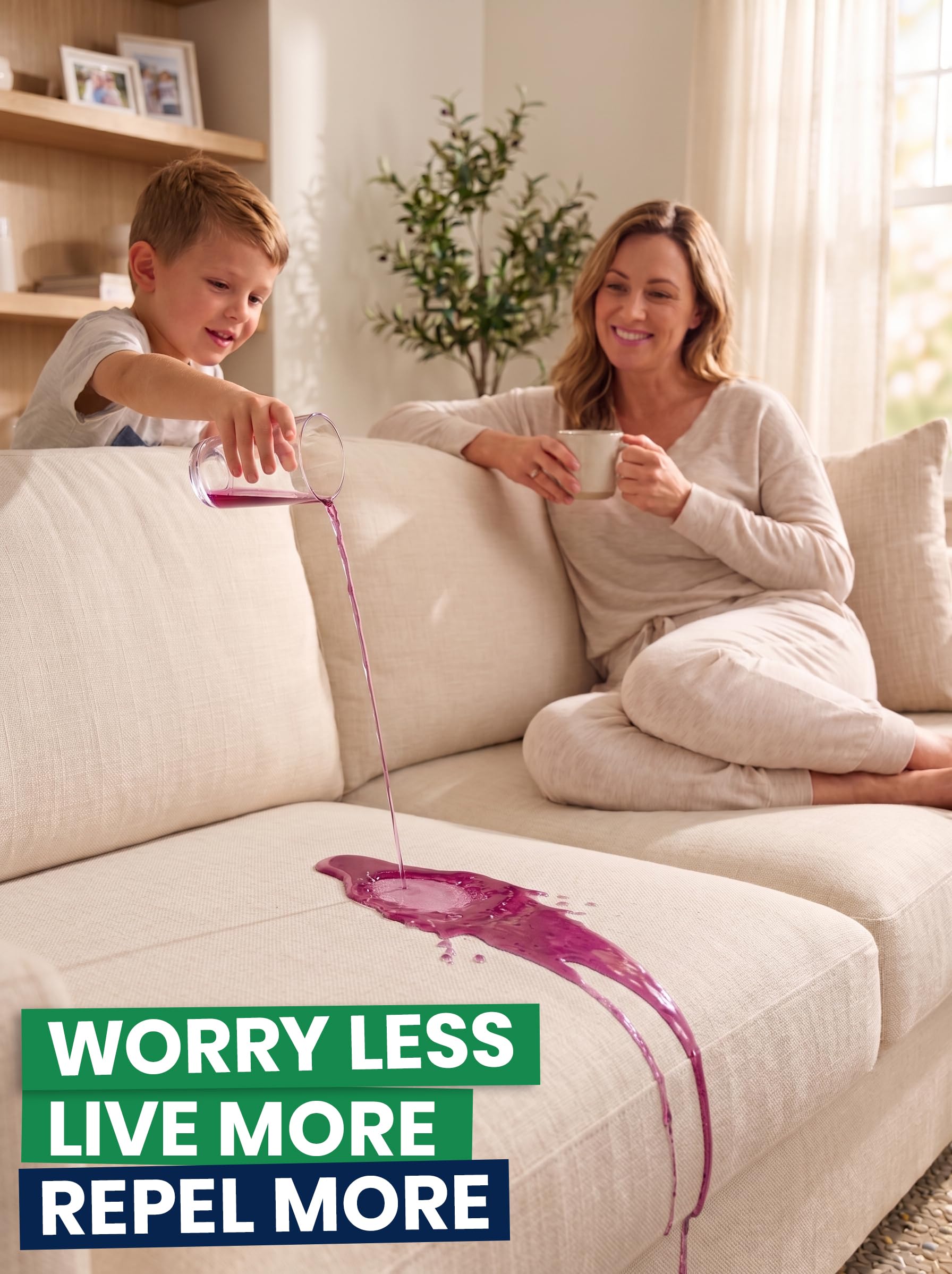 RepelWell Upholstery Protect - Spray Repelente al Agua y Manchas (12 onzas), Respetuoso con el Medio Ambiente, Apto para Mascotas, Mantiene tu tapicería de Tela, Cuero y Gamuza como Nueva