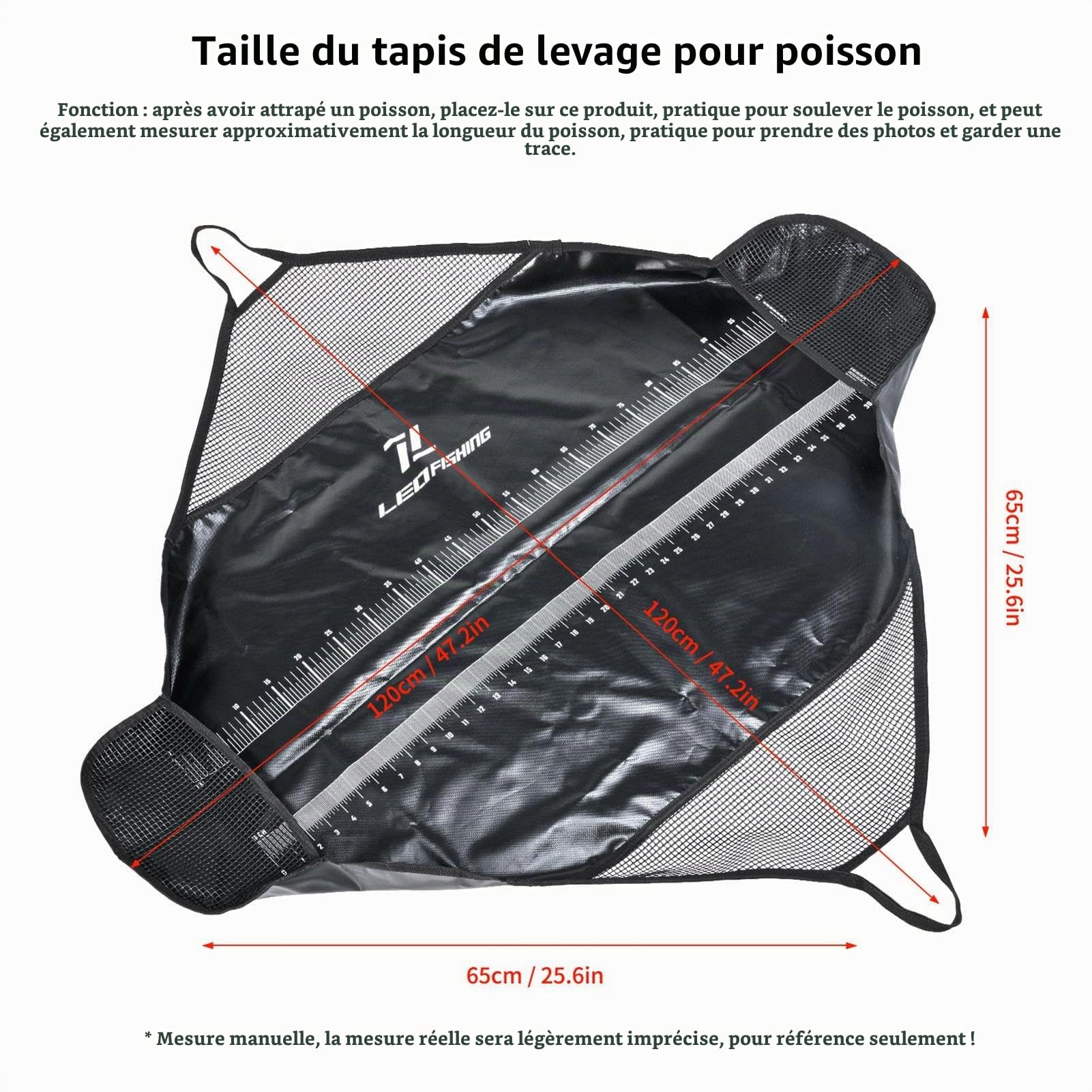 Sac de Pêche Portable pour Kayak - Peser et Protéger le Poisson - Écharpe de Pesée avec Poignée pour Gros Bar, Carpe