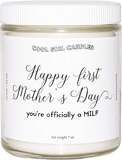 Cool Girl Candles |Happy First Mothers Day Gift Candle Fig + Honey Scented Candle | All Natural Coconut Soy Wax Clean Burning | Funny Gifts | 8.5 fl oz