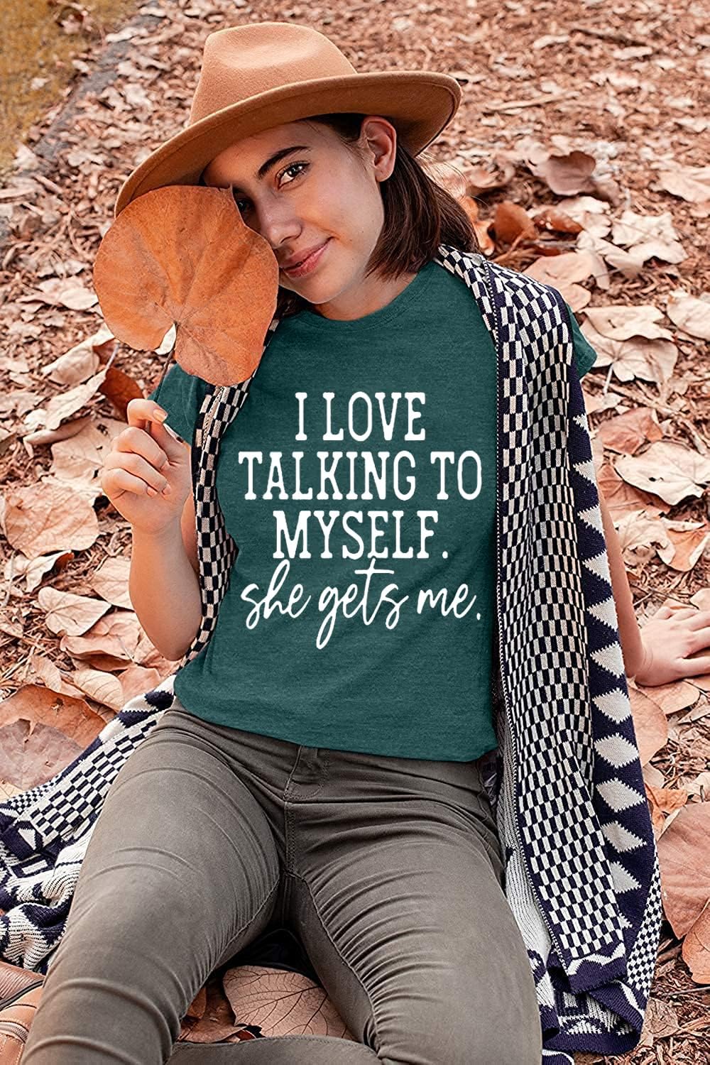 I Love Talking to Myself Shirts for Women She Gets Me Funny Sayings Letter Print Graphic Tee - Image 5