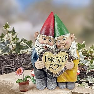 HUSSHUYU Fall Garden Gnomes & Knomes Outdoor Statue 5.9in | Forever Gnomes Garden Sculptures | Funny Gnomeo and Juliet Garden Gnomes Outdoor Decor for Lover Gift