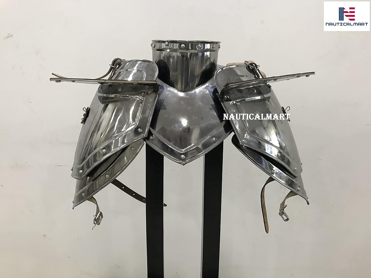 Nautical-Mart Medieval Knights Pauldron Shoulder With Gorget Larp Fantasy Armor Costume