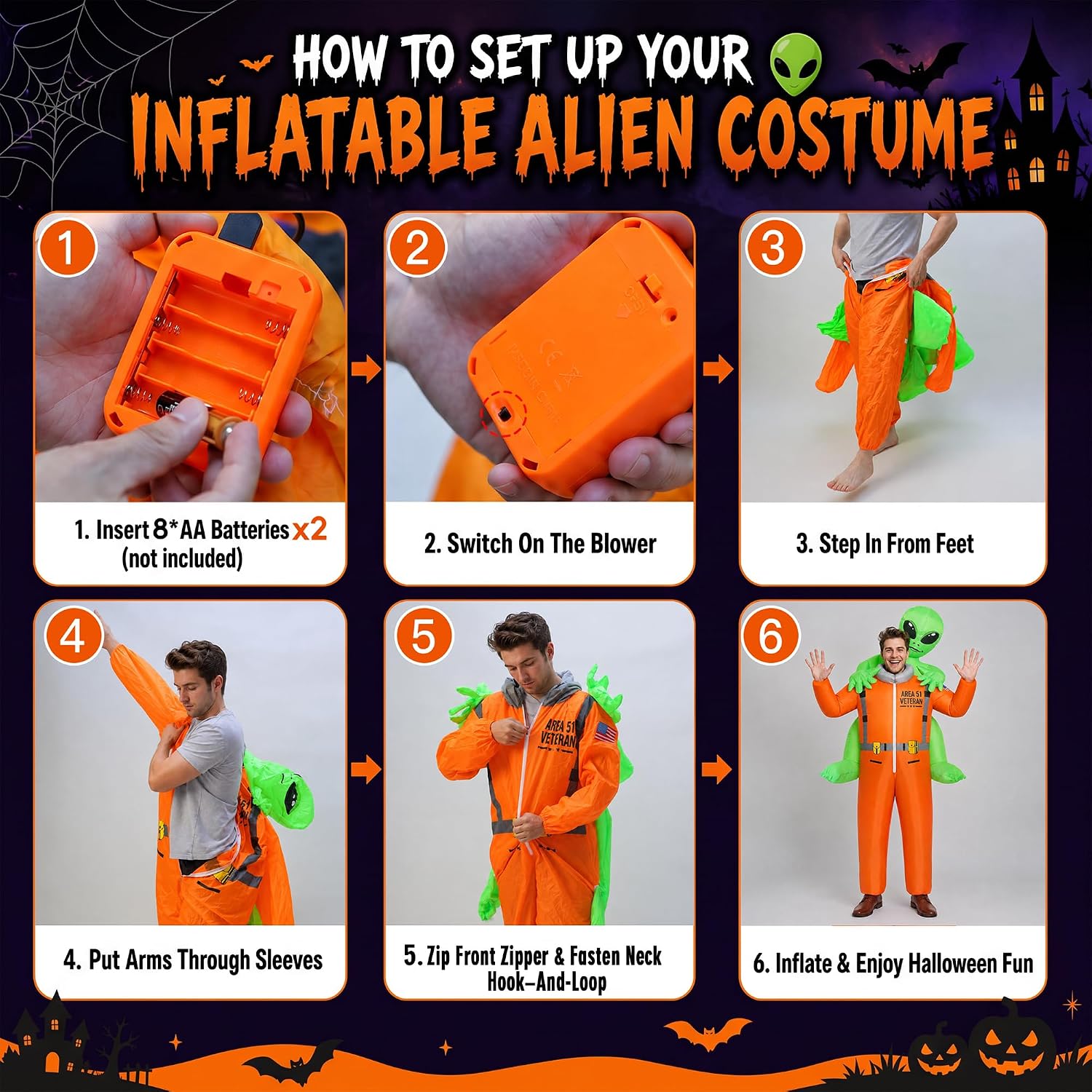 HOPOCO Inflatable Alien Costume, Adult Astronaut Blow Up Outfit