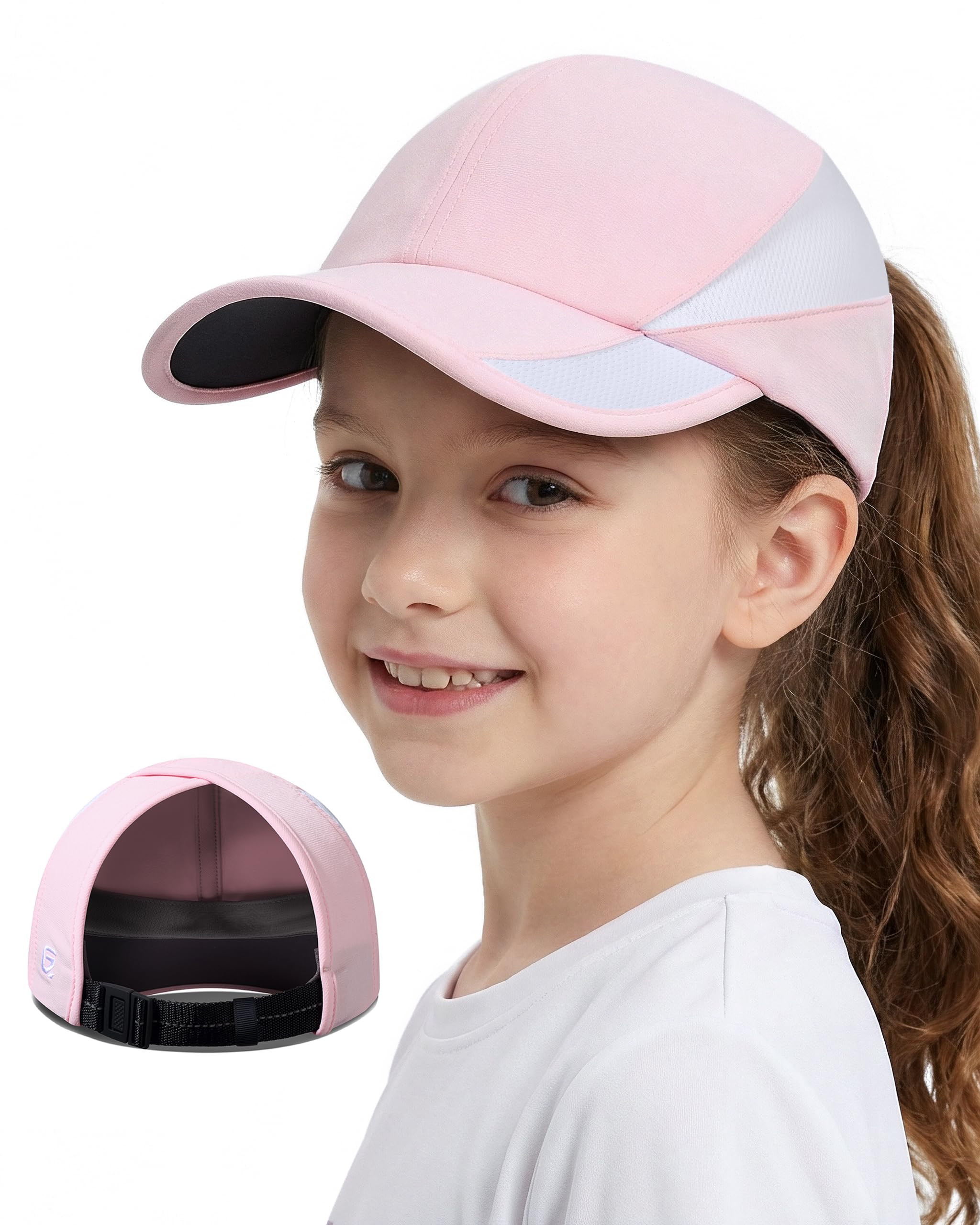 GADIEMKENSD Cappellino da Baseball per Ragazze con Coda di Cavallo, Rete Traspirante, Cappello Estivo rinfrescante per Bambine, Cappello da Sole UPF50+, Cappellino per Ragazze per attività estive