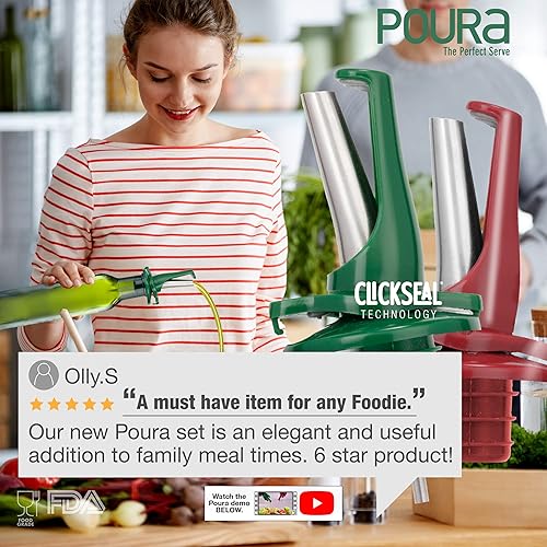 Miniatura 7 de Poura Oil and Vinegar Dispenser Spouts Airtight ClickSeal BPA Free Bottle Pourers Keeps Oil Fresh with Built-in Caps Use Your Own Bottles as