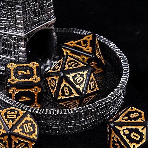 Miniatura 6 de Cusdie - Juego de 7 dados DND gigantes de 25 mm con bolsa de dados de ojo de dragón, juego de dados poliédricos, dados D&D para Pathfinder RPG