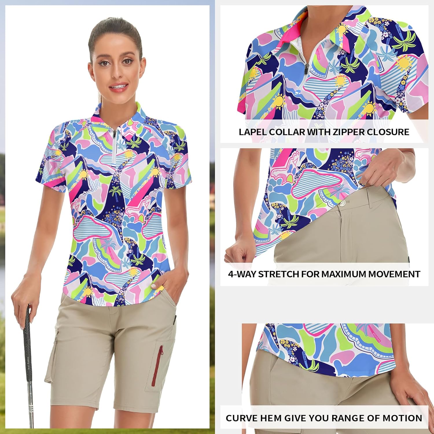 Soneven Women's Short Sleeve Golf Shirt Moisture Wicking Athletic Golf Polo Shirts Tennis Shirts Dry Fit - Image 3