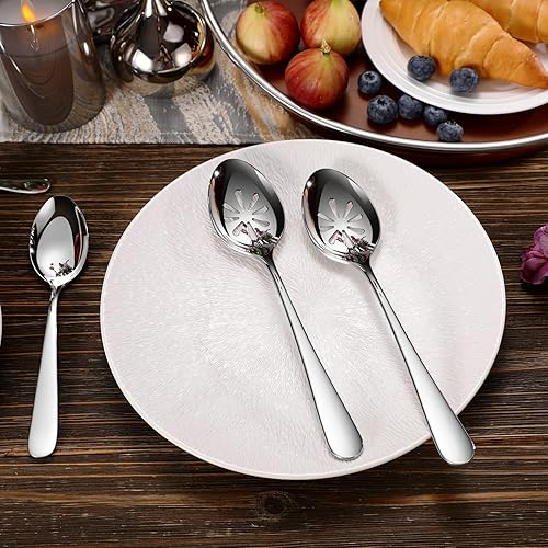 Miniatura 4 de KEAWELL Louise - Juego de cucharas de servir de 9 pulgadas, acero inoxidable 1810, que une elegancia y durabilidad, exquisitos utensilios para