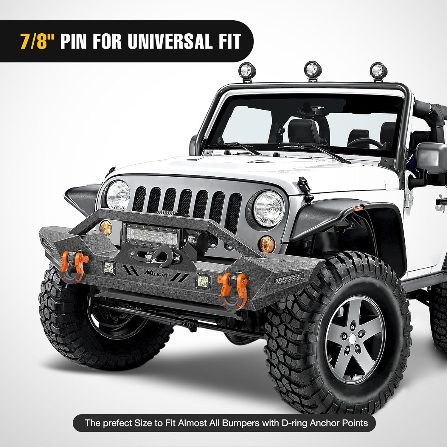 Nilight Heavy Duty Mega D-Ring Shackles(2 Pack) 68,000 lb Break Strength(17,000 lb WLL) w/ 7/8″ Screw Pin & Washers, Forged Steel Off-Road Recovery Shackles for Tow Strap & Winch Gear, Orange - Image 7