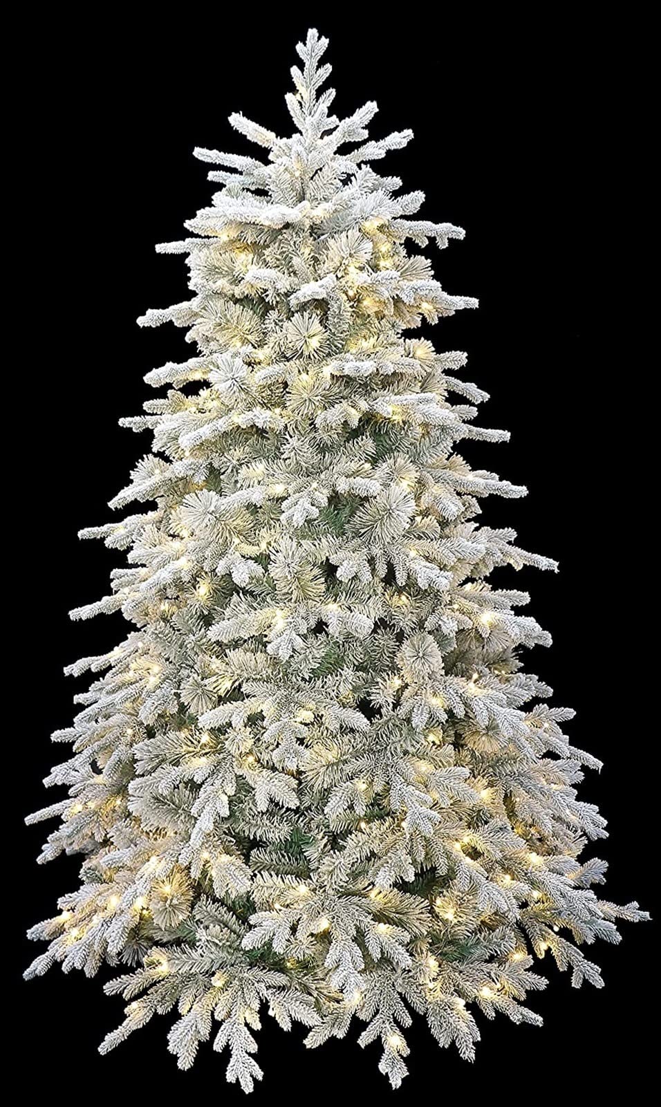 8' Alaska Flocked Spruce Christmas Tree (8ft Pre-lit) (Size : 8ft Pre-lit)