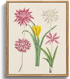 crmotu Vintage Framed Wall Art, Daffodils Floral Botanical Prints, Flower Market Neutral Canvas Artwork, Minimalist Plant Rustic Wall Decor, Modern Home Kitchen Desktop Room Decorations, 12x16inch