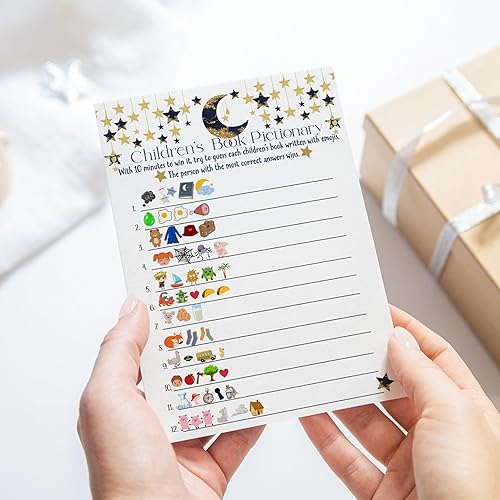 Miniatura 5 de Paper Clever Party Twinkle Little Star Baby Shower Games Boys - 25 Cards - Fun Guessing Activities for Guests - Gender Neutral Navy and Gold
