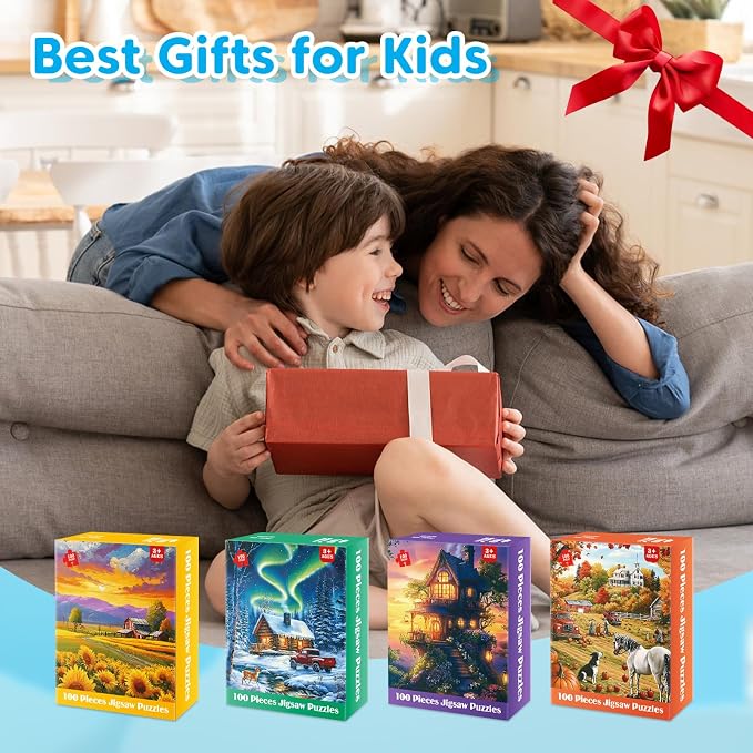 Set 4 puzzles grandes 100 piezas para adultos y niños miniatura 6
