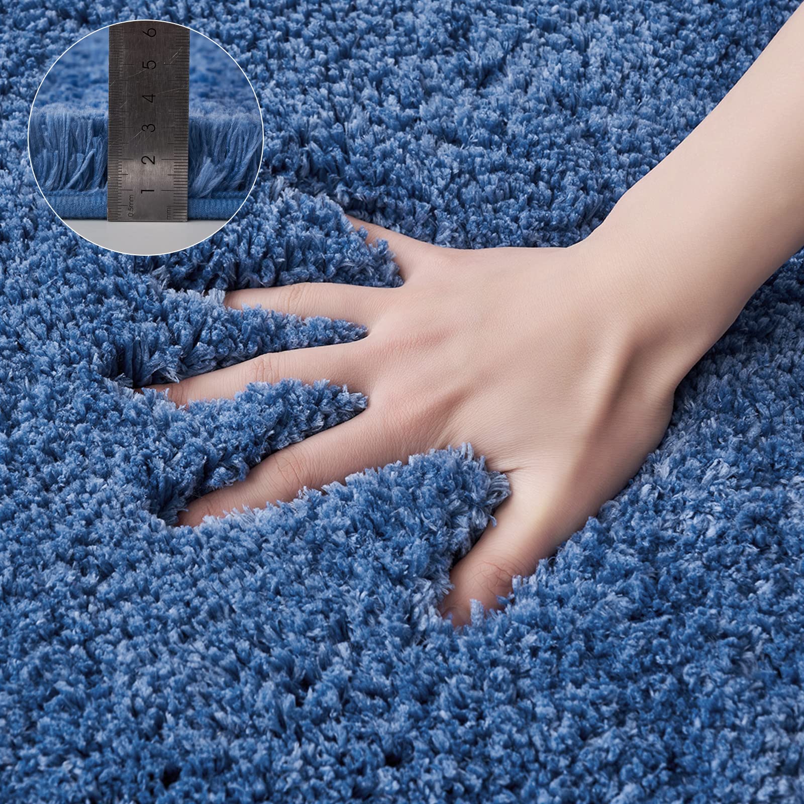 MIULEE Tappeto in Microfibra 4 CM Lungo Anti-scivolo 1 Pezzo Blu 70x120 cm | Assorbimento dell'acqua Morbido Tappetino da Bagno per Porte d'ingresso Corridoio Doccia Soggiorno
