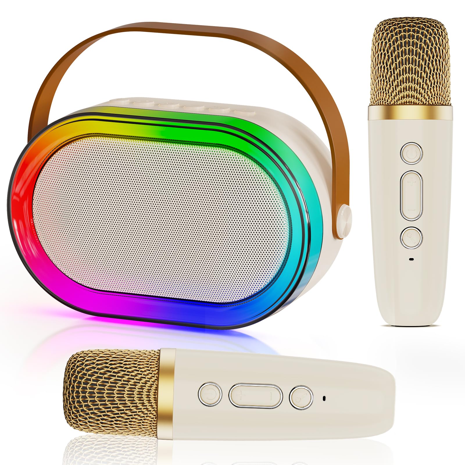 Mini macchina per karaoke HWWR per bambini e adulti, altoparlante Bluetooth portatile con 2 microfoni, supporto per ingresso TF/AUX e 4 divertenti effetti di cambio voce.