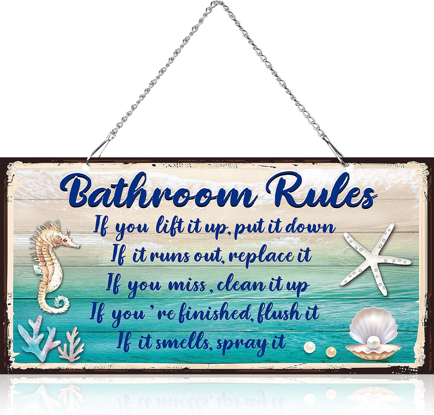 Seashell Bathroom Decor Funny Bathroom Rules Signs Beach Themed Ocean Bathroom Wall Art