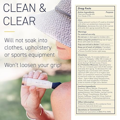 Miniatura 6 de Brush On Block Protector solar mineral en polvo, recargable de amplio espectro SPF 50, seguro para pieles sensibles, protección facial UVA UVB,