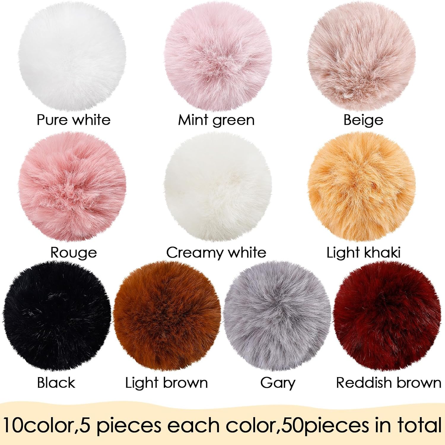 Suncalla 50 Pcs Faux Fur Pom Poms for Hats 3 Inch Fluffy Large Pompoms Balls with Elastic Loop for Beanie Shoes Scarves Gloves Keychains Bags Accessories Clothes Knitting Crochet Items DIY Balls - Image 2