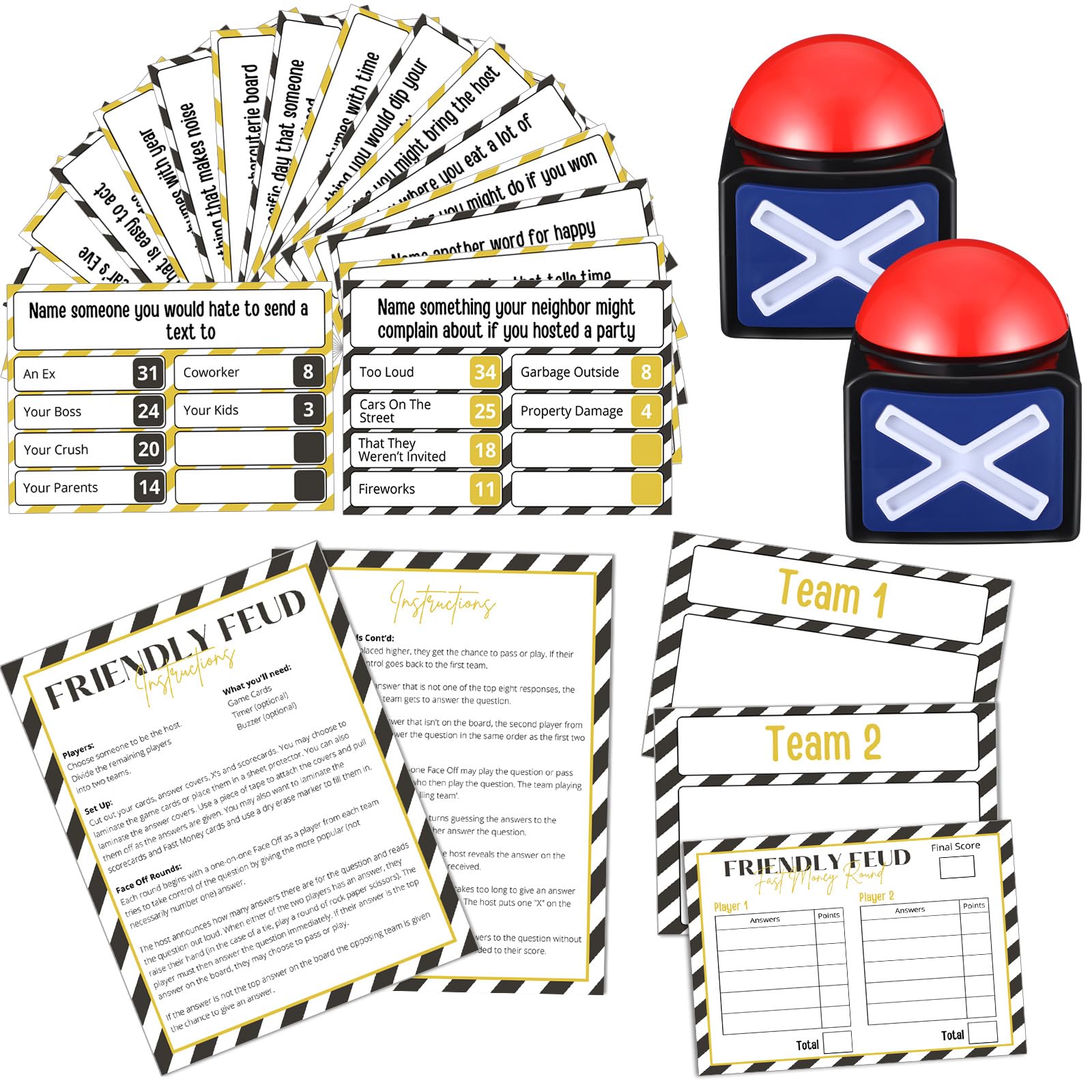 Syhood Thanksgiginving Weihnachtsfreundliches Fehd-Spiel mit 2 Spiel-Summern, Fehd-Kartenspiel, Familienspielabend, Neujahrs-Quizspiel, lustige Fehde für Party, Büro, Klasse, Erwachsenengruppen