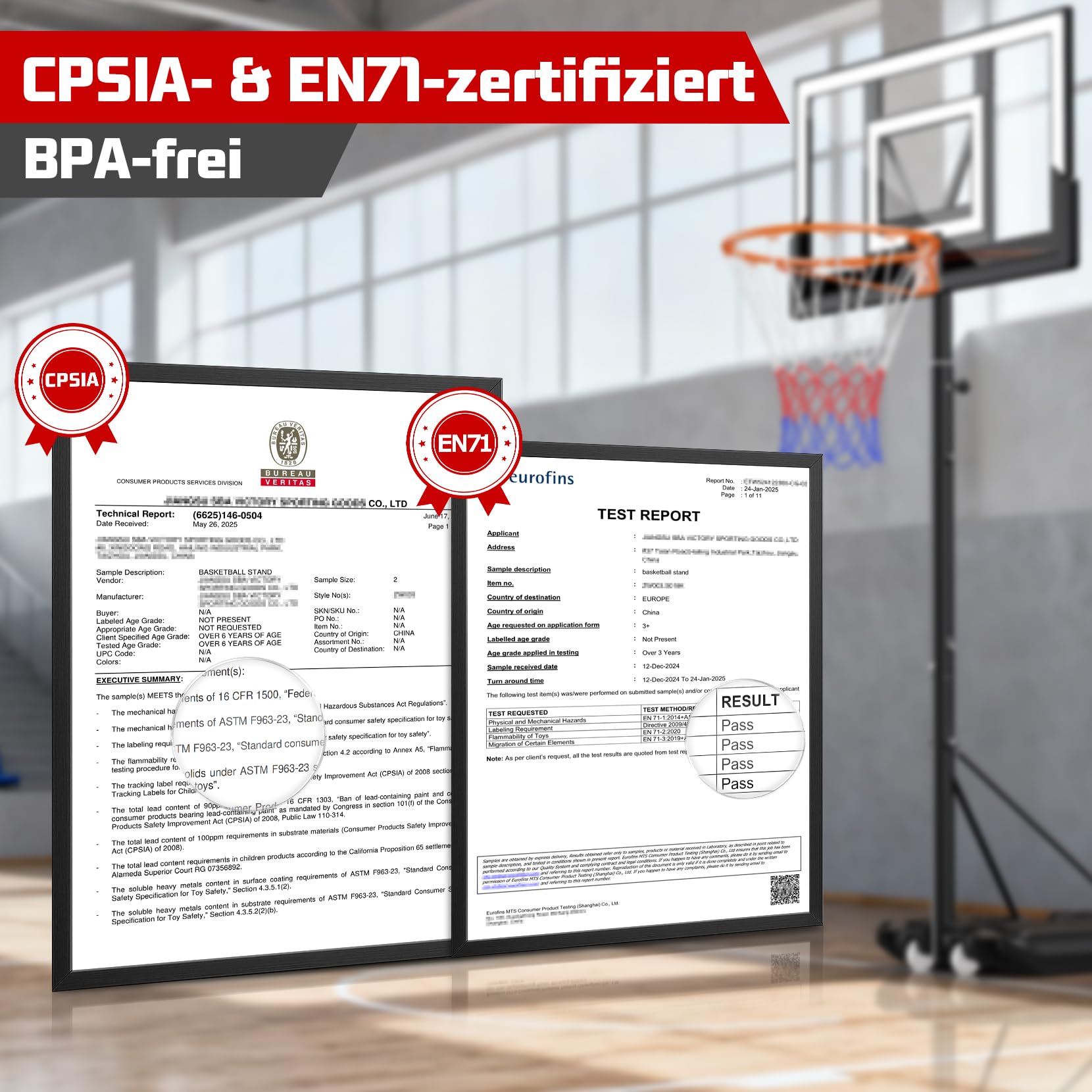 Basketballkorb Outdoor Höhenverstellbar 100-305cm mit Ständer Bruchsichere Rückband Wetterfest Netz