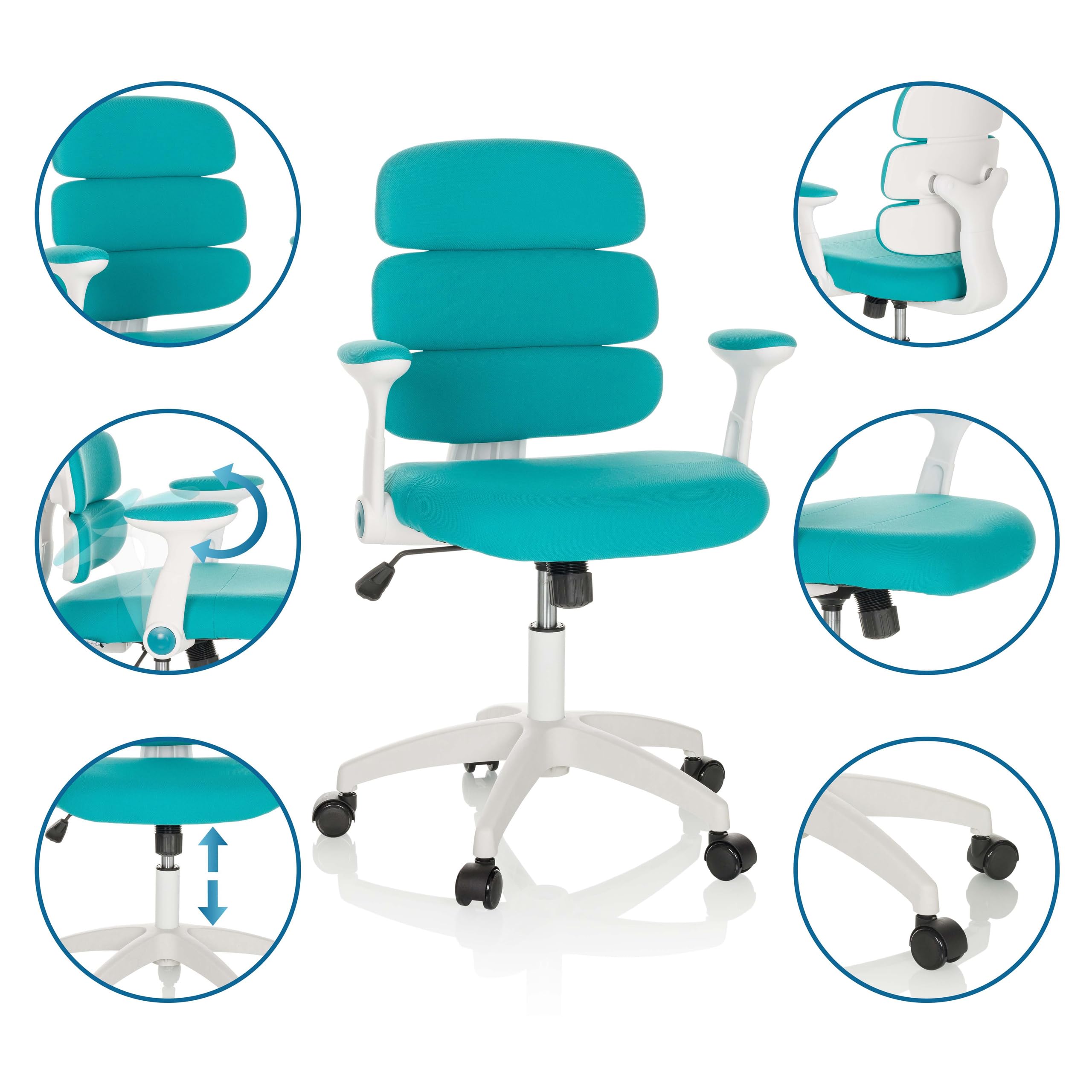 hjh OFFICE Kinderdrehstuhl Kid ERGOLINO W Kinderstuhl mit ergonomischer Rückenlehne, Blau, 736430