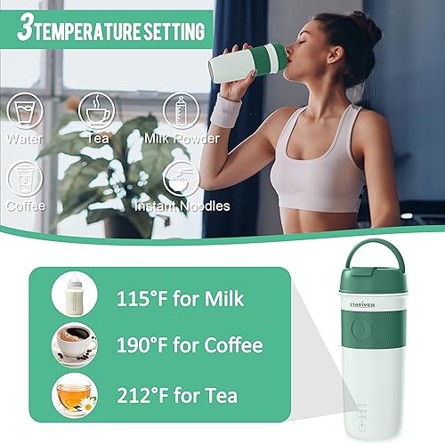 Miniatura 3 de Stariver Travel Electric Kettle, 350ML Portable Electric Tea Kettle BPA-Free, Small Electric Kettle with 3 Temp Setting, Hot Water Boiler with Keep