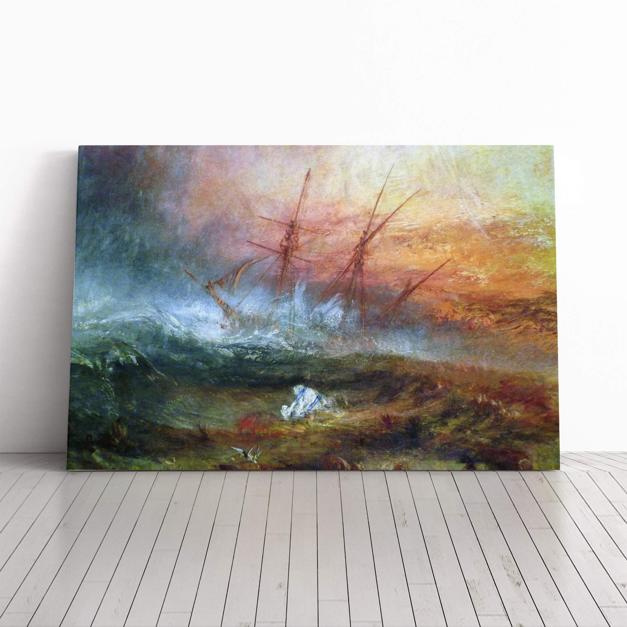 Joseph Mallord William Turner Slave Ship Canvas Print | Gallery Wrapped 30mm Frame Wall Art | 30x20 inches | Ready to Hang | Contemporary Seascape Picture | Living Room Bedroom Lounge Office