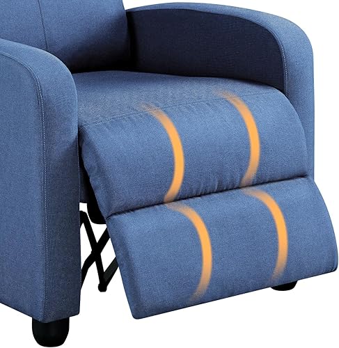 Miniatura 9 de Topeakmart Sofá reclinable de tela, silla reclinable con respaldo a presión, silla reclinable individual ajustable, sofá tapizado moderno con