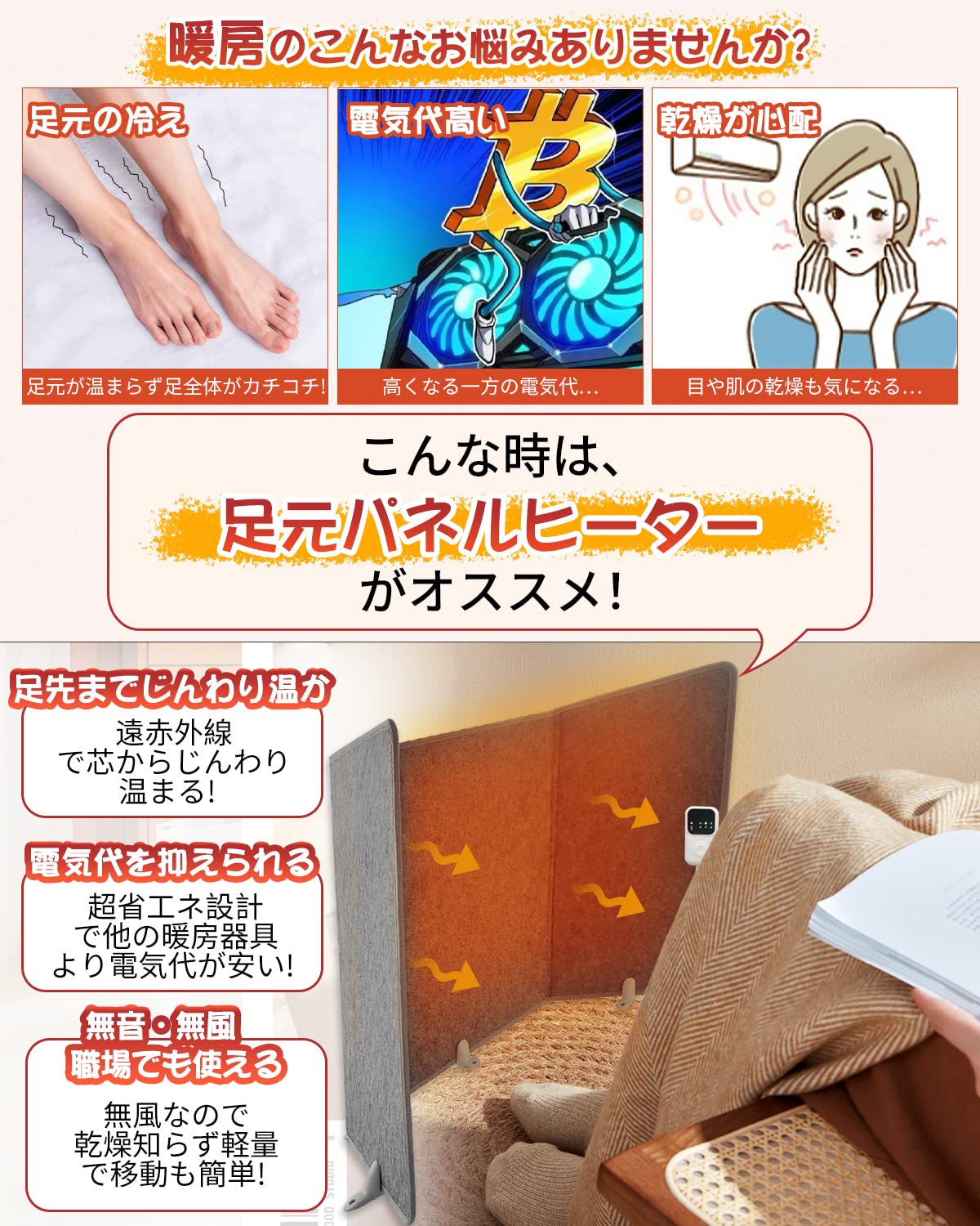 Amazon | 【足元からぽかぽか】 パネルヒーター 足元 デスク