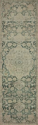 Miniatura 7 de Magnolia Home by Joanna Gaines x Loloi Sinclair SIN-05 Collection - Alfombra de muestra lavable a máquina, color jade y arena, 18 x 18 pulgadas