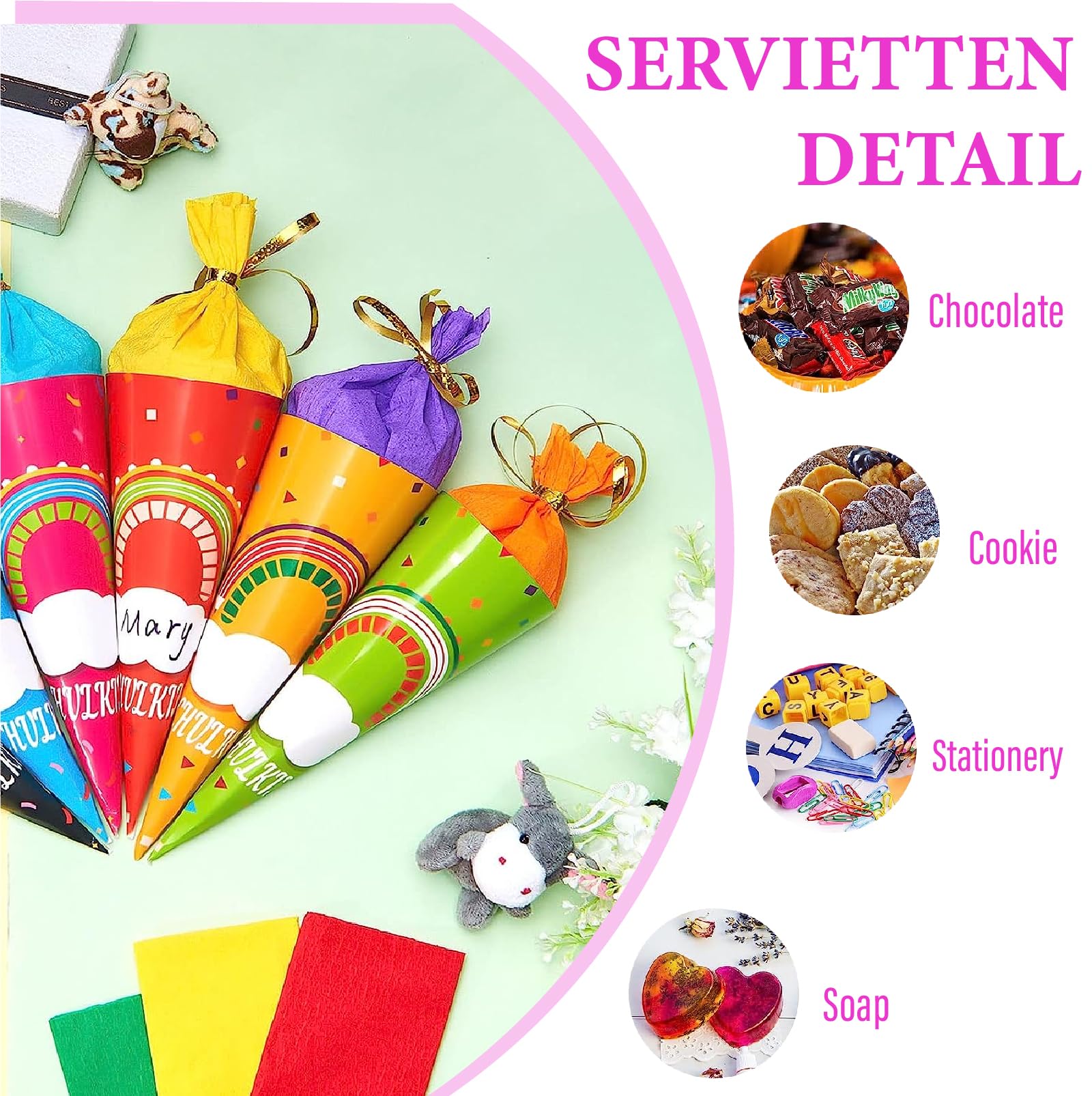 ANROI Geschwister Schultüten 18er Pack 25 cm
