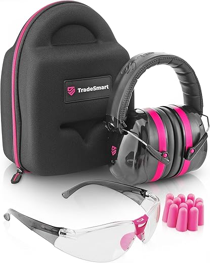 TradeSmart High-Performance Earmuffs for Shooting Range & Shooting Eye Protection Glasses + Firearm Confidence Course