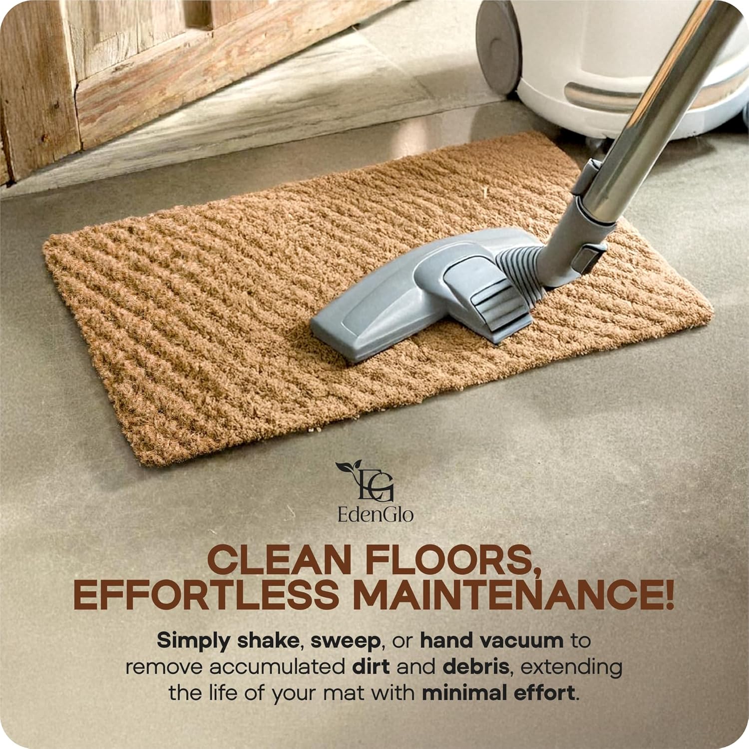 Natural Coconut Coir Welcome Mat - Durable Entryway Protection, 17 x 30 inches, Beautiful Hand Woven, Door Mat Traps Dirt & Debris
