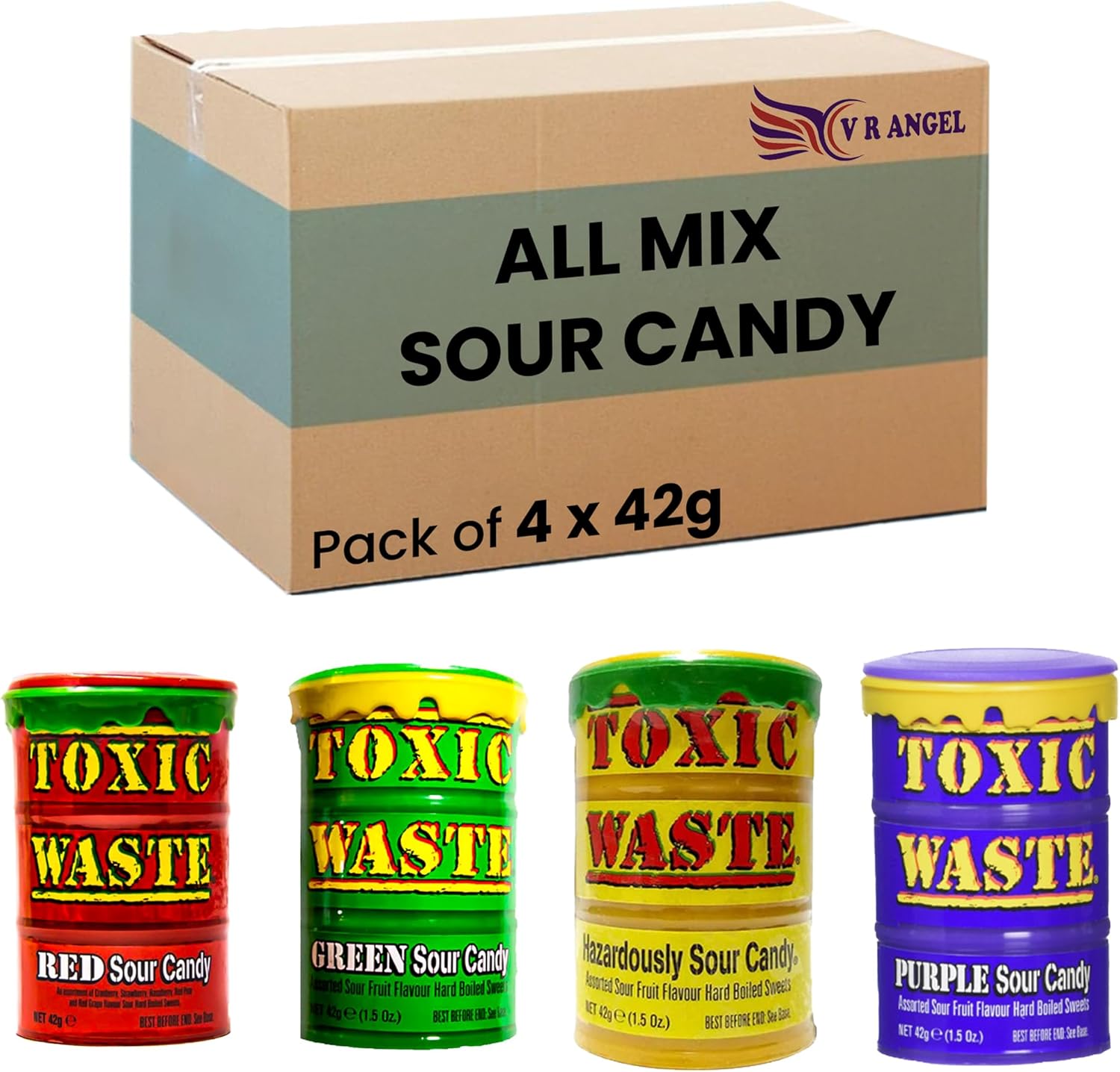 VR ANGLE Toxic Waste 4 Mix Sour Candy Drums Ultra Sour Tiktok Trend