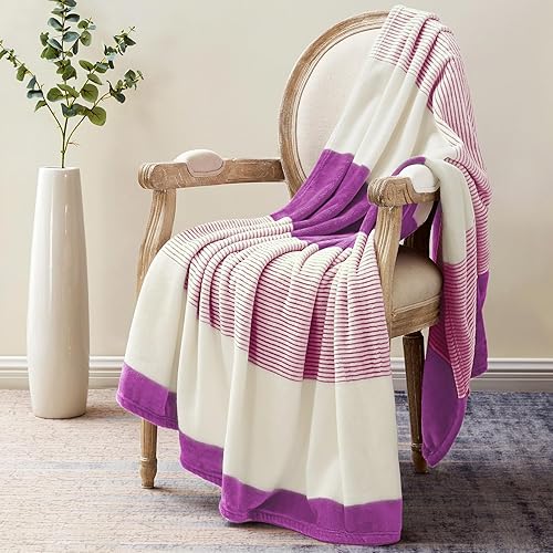 Miniatura 1 de Homelike Moment Manta de forro polar, tamaño individual, color morado, suave, esponjosa, manta de franela de felpa para sofá, cómoda, cálida y