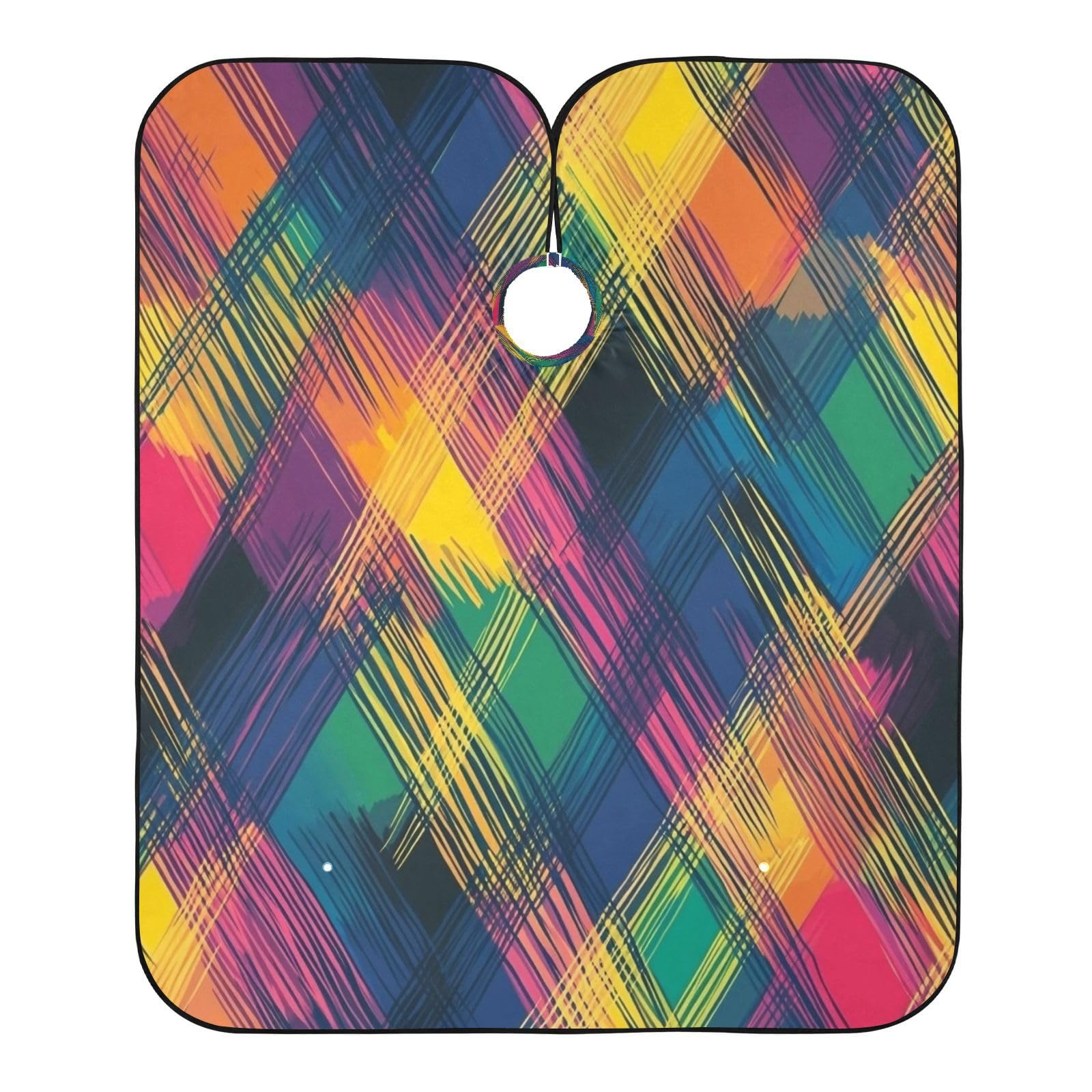 Kigai Colorful Pattern Hair Cutting Cape for Men & Women Waterproof Barber Cape Professional Hairdressing Salon Styling Apron with Adjustable Closure Snap